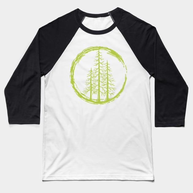 Pacific Northwest Evergreen Trees watercolor design. Baseball T-Shirt by StephJChild